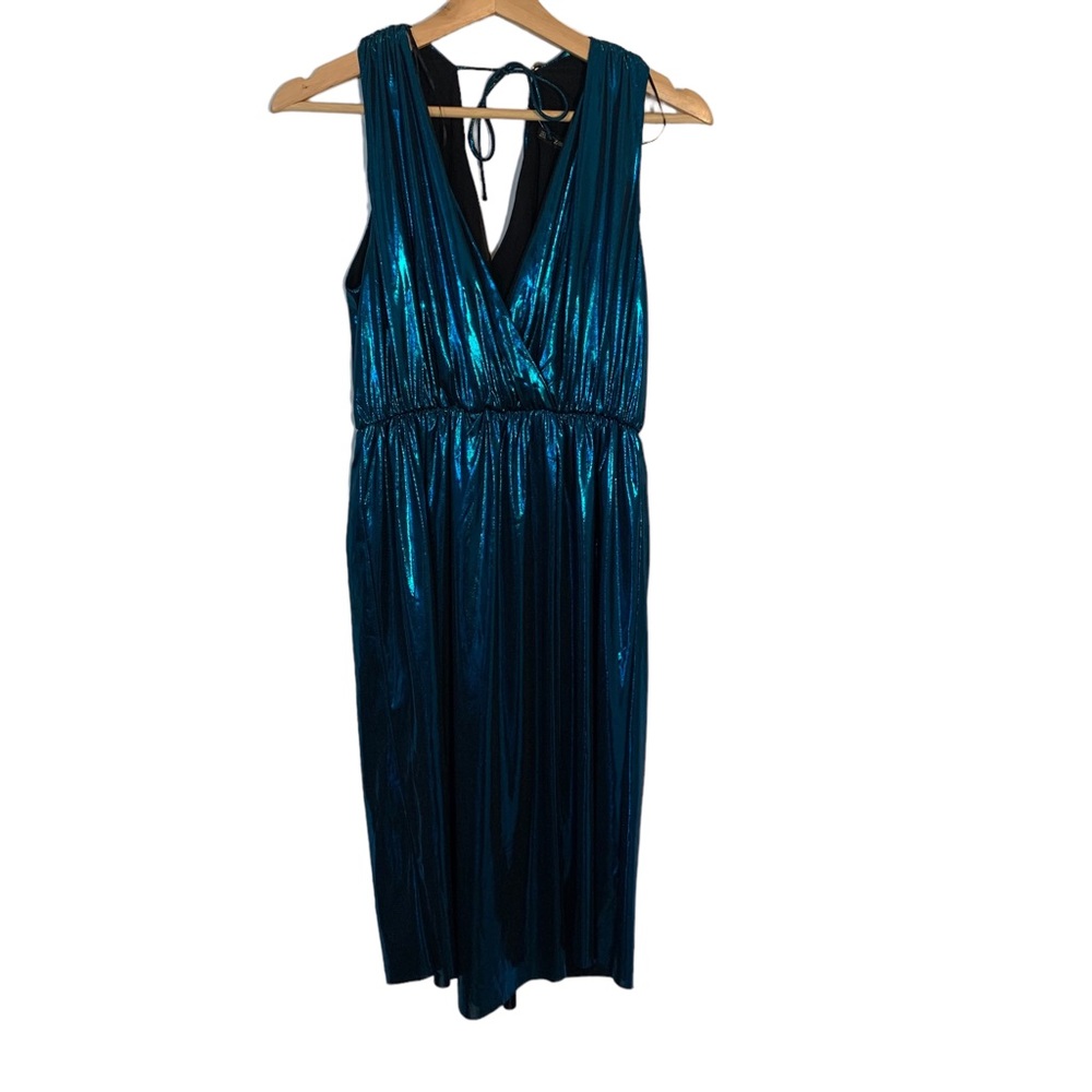 Zara Electric Blue Metallic Glimmer Cocktail Dress Womens Size Small NWOT